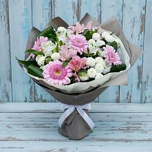 Букет цветов из:  Герберы, Альстромерии и Хризантемы #REPLACE_PRED# Красный путь