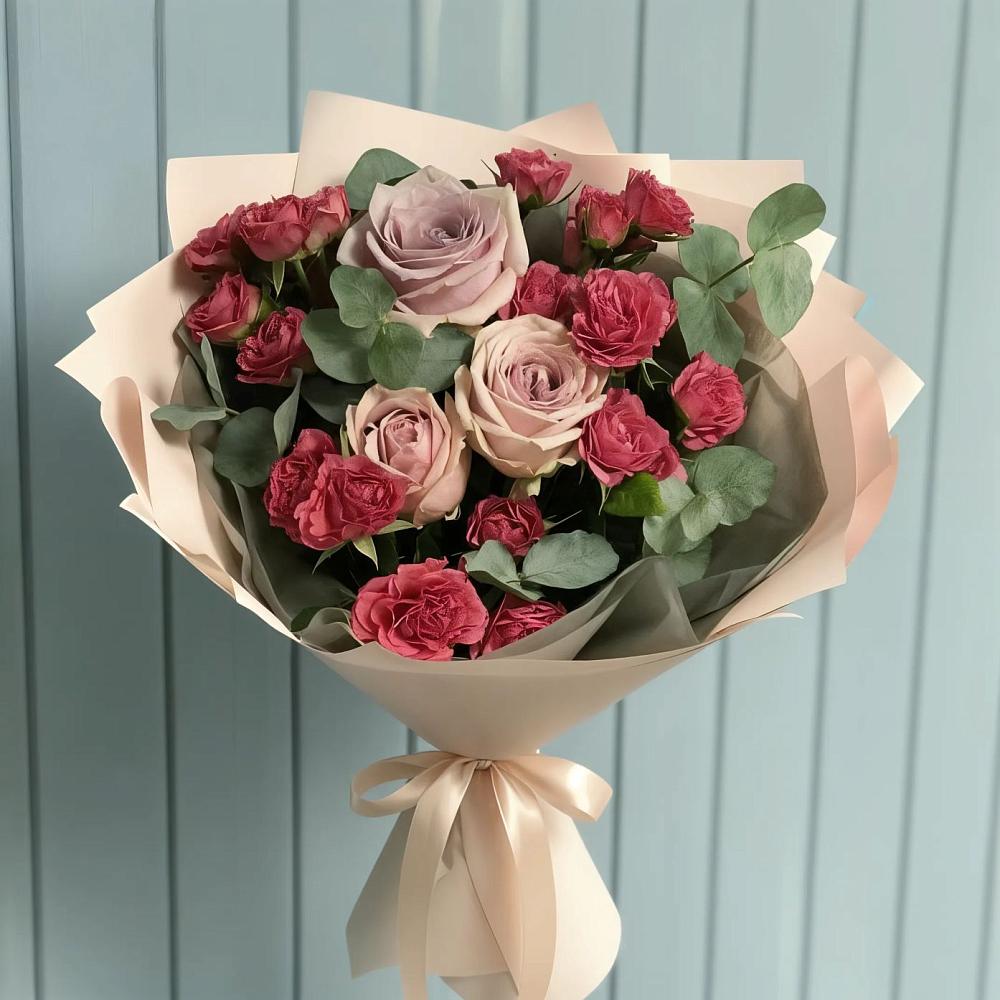 Букет цветов из: Гвоздики и Розы в Красный путь