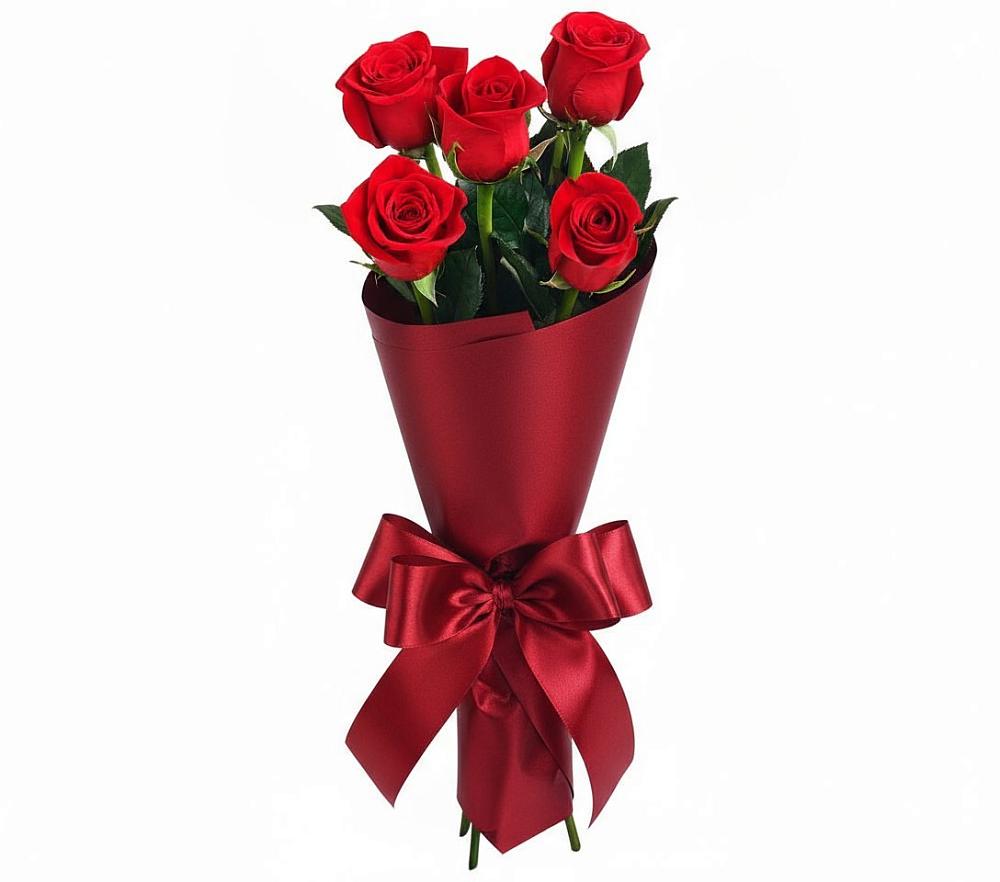 Букет 5 Красных роз Эдлесс Лав в Красный путь