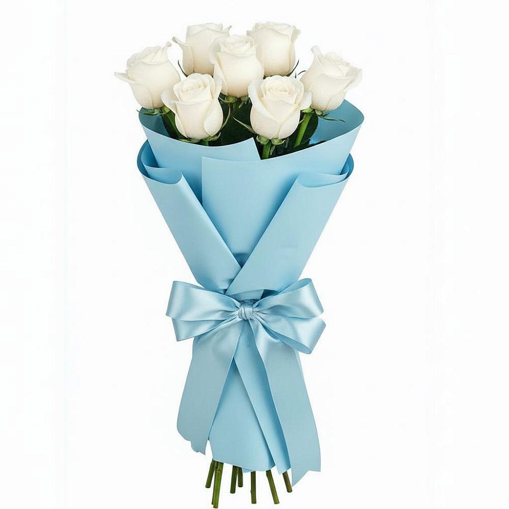 Букет 7 белых роз Проуд в Красный путь