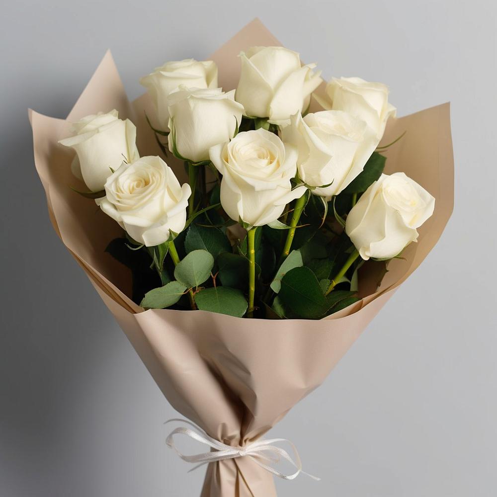 Букет 9 Белых роз Эдлесс Лав в Красный путь