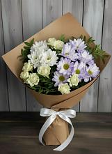 Букет цветов из:  Хризантемы и Розы в Красный путь