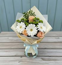 Букет цветов из:  Герберы, Розы и Хризантемы #REPLACE_PRED# Красный путь