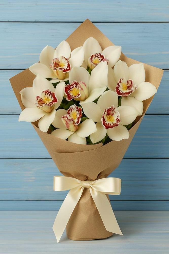 Букет цветов из: Орхидеи и Розы в Красный путь