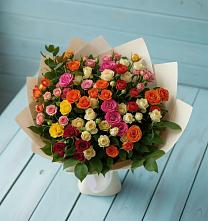 Букет Микс из разноцветных кустовых роз #REPLACE_PRED# Красный путь